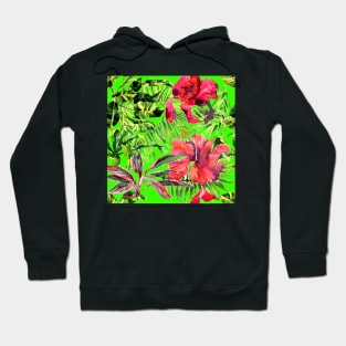 Tropical Background. Watercolor tropical leaves and plants Hoodie